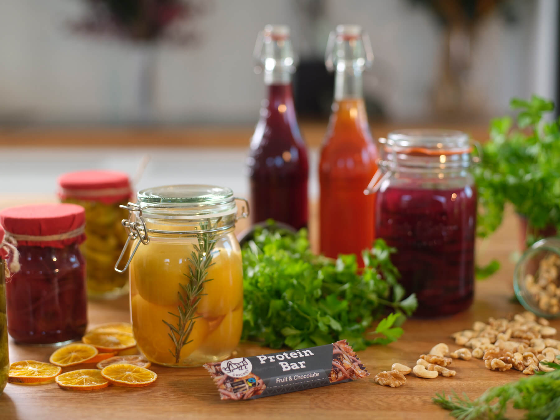 Protein bar and vegetables in jars 4