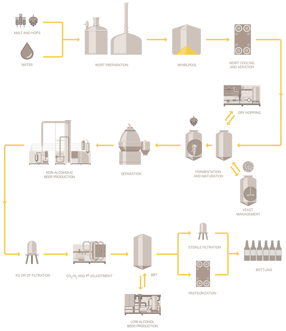 Processus de brassage de la bière artisanale chez Alfa Laval