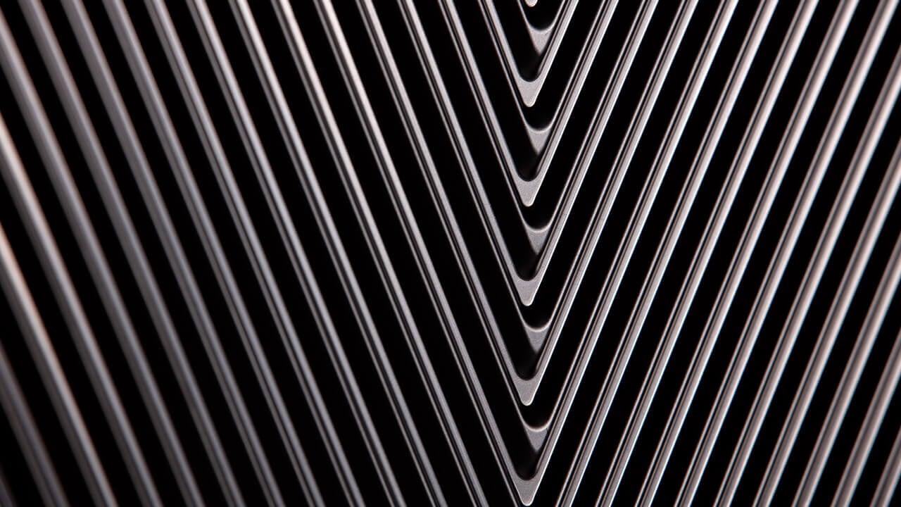 Close up of V pattern heat exchanger plates