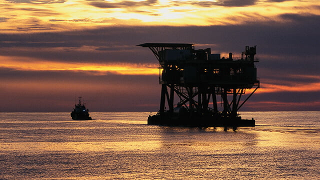 oil rig in sunset