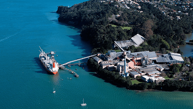 Chelsea Sugar Auckland Harbour arial view