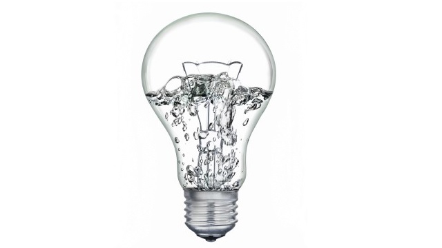 Lightbulb filled with water