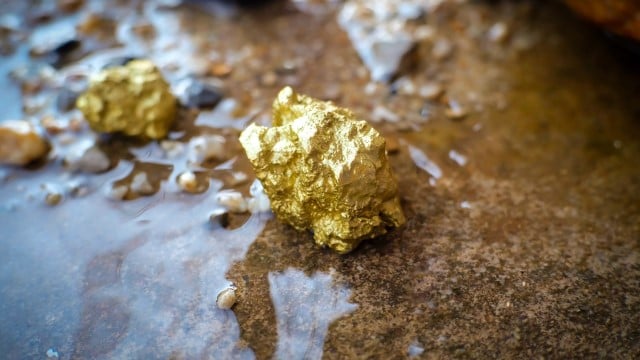 gold nugget on the ground