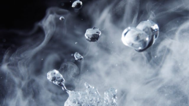 Steam and water drops