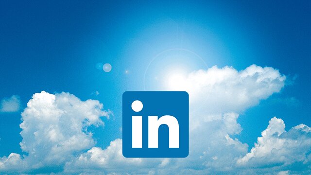 Blue sky white cloulds Linkedin logo