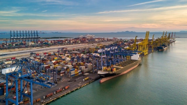 Port during evening