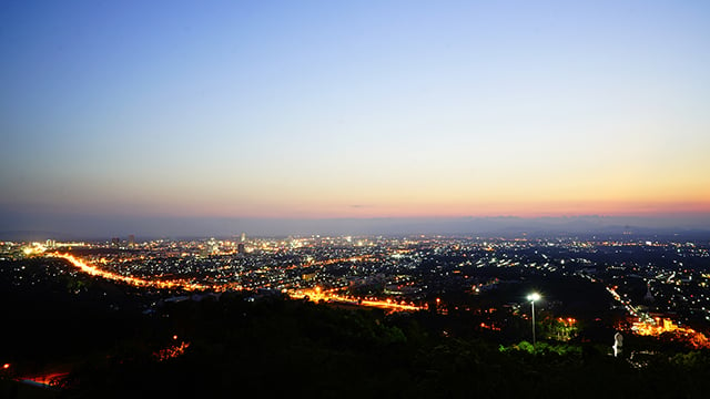 city in sunset lights