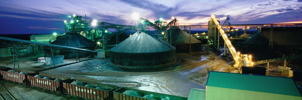Zinc production plant at night