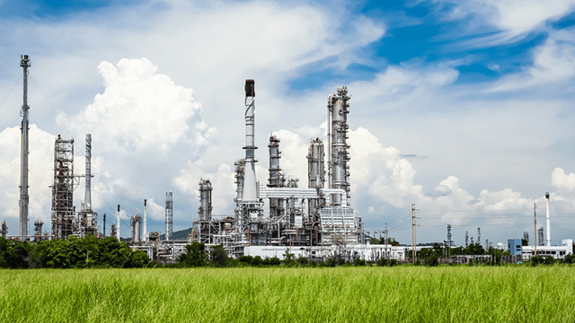 refinery plant blue sky
