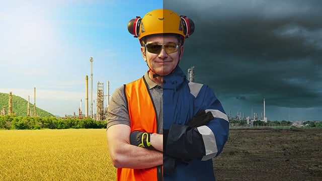 engineer outside hot and cold climate