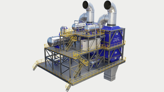 Alfa Laval Aalborg Hukka-8 natural circulation HRSG in offshore module