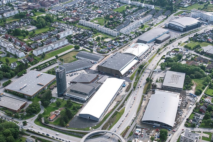 Aerial view of Tjensvoll exhibition center